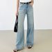 Women's Clothing High Waist Wide Leg High Count Cotton Jeans Retro Washed Loose Straight Trousers For Women_mkmklike.com