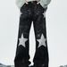 Retro Star Embroidered Jeans – Black High-Street Flared Denim Pants With Rhinestone Accents (S-3XL)_mkmklike.com