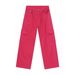 EF JEANS | 2024 New Retro Simple Big Pocket Color Semi-elastic Waist Overalls Rose Red Jeans_mkmklike.com