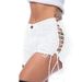 Distressed High-Waisted Ripped Denim Shorts For Women – Edgy Gothic Punk Style With Eyelet & Bandage Details (Black/White/Red/Blue/Army Green, S-XXL)_mkmklike.com