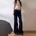 Black Micro-flared Jeans For Women, 2025 Summer New High Street Low-waist Petite Non-tight-fitting Bootcut Floor-length_mkmklike.com