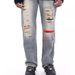 2023 high street American retro washed patchwork jeans men's loose straight hiphop drape pants_mkmklike.com