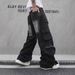 Men's Clothing Vibe Street Hip Hop Overalls Hip Hop Jeans Straight Wasteland High Street Multi Pocket Mopping Pants_mkmklike.com
