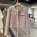 Chic Short Wool Blazer For Women – Korean Style Cropped Jacket With Polo Collar & Princess Sleeves_mkmklike.com
