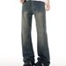 Men's Clothing Retro High Street Blue Distressed Wide Leg Jeans Loose Fit Slimming Straight Leg Floor Length Trousers For Men And Women Trendy Brand_mkmklike.com
