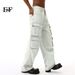 EF JEANS | 2024 New American Street Trend Light Color Washed Multi-Pocket Jeans Overalls Wide Legs_mkmklike.com