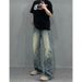 Men's Clothing High Street Thorn Jacquard Jeans Men's Retro Versatile Washed Flared Pants Straight Trousers_mkmklike.com