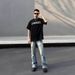 American High Street Vibe Washed Blue Ripped Jeans Men's Straight Leg Micro Flared Cleanfit Pants_mkmklike.com
