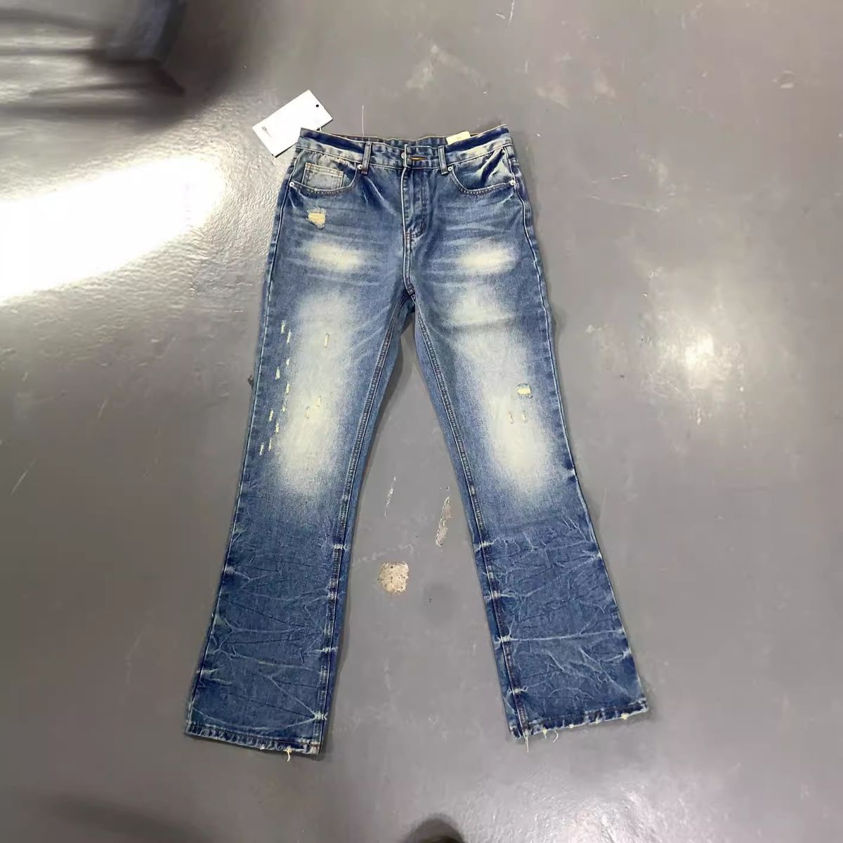 Men's Clothing High End Series! Slightly Flared Trousers Men's Jeans Non Elastic And Smooth Classic Monkey Distressed Washed_mkmklike.com