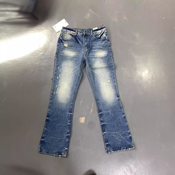Men's Clothing High End Series! Slightly Flared Trousers Men's Jeans Non Elastic And Smooth Classic Monkey Distressed Washed_mkmklike.com