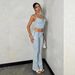 Women's Drawstring Embellished Denim Flared Pants Style Low Rise High Elasticity Relaxed Everyday Wear Versatile Comfortable Feshion Trend_mkmklike.com