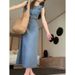 Unique French Dress Design Sense, Small Stature, Exquisite Temperament, Chic Denim Dress, Women's Clothing_mkmklike.com