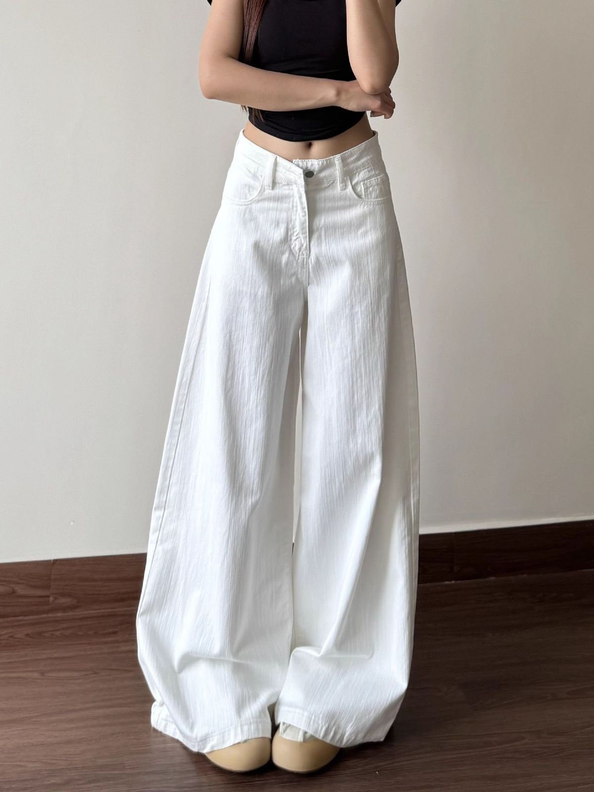 White Jeans Women's Straight Small Casual Wide Leg Pants Low Waist Loose And Skinny Denim Wide Leg Pants Women's_mkmklike.com