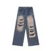 Men's Clothing Street Design Patch Ripped Jeans Men's Niche Ins Trend Loose Straight Pants_mkmklike.com