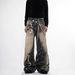 Heavy Duty Chain Print Jeans Straight Leg Trousers For Men And Women High Street Style Summer Trendy Trade_mkmklike.com