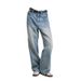 Men's Clothing Vintage Washed Straight-Leg Jeans For Men & Women | 100% Cotton Comfort | Classic Light Blue Denim | Casual Everyday Wear_mkmklike.com