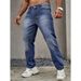 Men's Straight Fit Jeans - Soft & Comfortable Stretch Denim Pants Casual (Light Blue, Dark Gray, Royal Blue, Ink Black, Peacock Blue, Sky Blue)_mkmklike.com