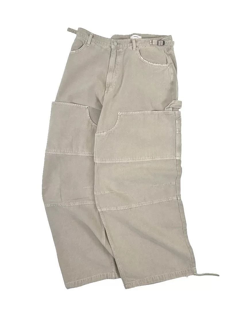 Vintage Washed Cotton Cargo Pants With Double Pockets – Relaxed Fit, Distressed Details, Streetwear Style_mkmklike.com