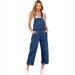 Women's Clothing Plus Size Denim Overalls For Women - Relaxed Fit High Waist Wide Leg Bib Overalls In Light & Dark Blue_mkmklike.com