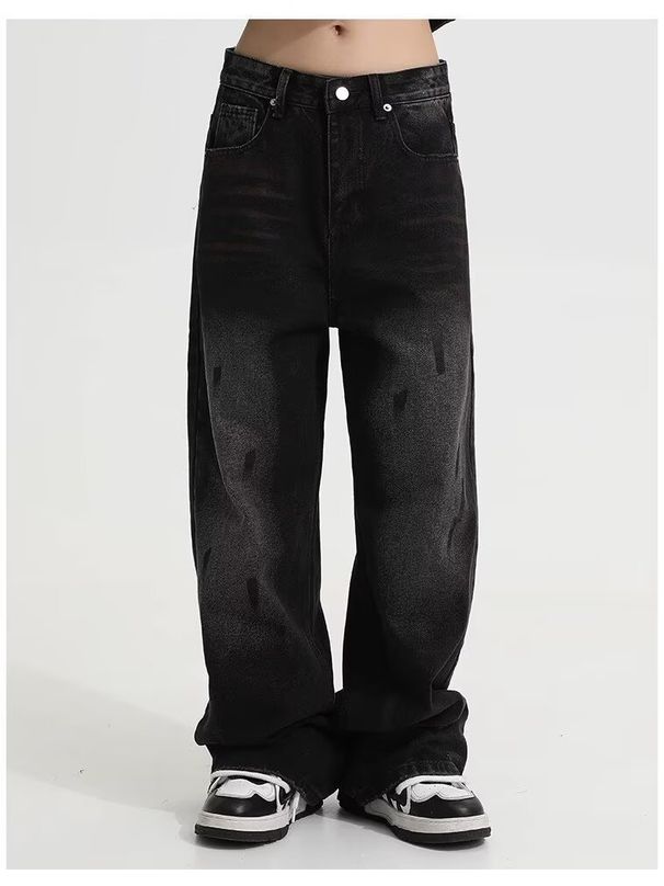 Men's Vintage Washed Relaxed Fit Wide Leg Jeans – 90s Grunge Streetwear With Oversized Silhouette_mkmklike.com