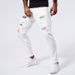 Men's Skinny Jeans White All Season European American Style Motorcycle Ripped Patch Slim Stretch Denim_mkmklike.com