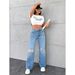 Women's Washed Straight Leg Jeans – Comfortable Loose Fit Denim Pants For Casual & Streetwear (Mid Blue/Light Blue/Black)_mkmklike.com