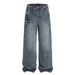 Trendy Brand Beaded Straight-Leg Jeans For Men American High Street Ins Loose Niche Washed Faded Wide-Leg Long Pants_mkmklike.com