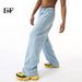 EF JEANS | 2024 Summer New Product, Korean Version Of Retro Light Blue Thin Pendant Feeling Washed And Polished White Jeans_mkmklike.com