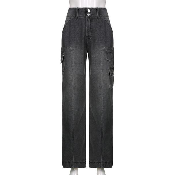 Women's Distressed Denim Jeans – Patchwork Design, Straight Leg, Medium Wash, Casual & Stylish_mkmklike.com