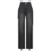 Women's Distressed Denim Jeans – Patchwork Design, Straight Leg, Medium Wash, Casual & Stylish_mkmklike.com