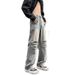 Men's Summer Ripped Straight Leg Jeans Muddy Color Streetwear Brand Stylish Comfortable Denim Jeans_mkmklike.com
