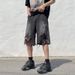 Men's Distressed Denim Shorts - Urban Hip Hop Baggy Ripped Shorts With Frayed Hem, Vintage Washed Summer Shorts_mkmklike.com