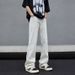 plus Size Flared Jeans American Style Slimming Straight Leg Casual Cropped Fashionable New_mkmklike.com