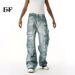 EF JEANS | 2025 Spring New Niche Heavy Industry Gradual Change Spray Color Do Old Multi Pocket Wide Leg Cargo Pants Tide_mkmklike.com