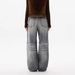 Unisex Distressed Slim Fit Wide Leg Jeans High Waisted Retro Straight Leg Cotton Pants For Autumn/Winter Casual Style_mkmklike.com