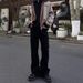 Unisex Cross Border American High Street Style Edgy Sleek Curved Jeans mid Waist Straight Leg Slightly Flared Slimming Blue Casual Long Pants_mkmklike.com