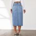 Skirts Women Mid Length Straight Skirt Slim Fit Sexy Solid High Waist Denim Hip Wrap Button Pocket Elegant Splice Summer 2025_mkmklike.com