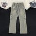 Men's Black Curved Blade Jeans Slim Fit Straight Leg Multi Pocket Cargo Pants American High Street Style Slightly Flared_mkmklike.com