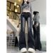 ELLE Black Flared Jeans For Women Spring New Design High Waist Stretch Slim Fit Versatile Bell Bottom Pants Trendy_mkmklike.com