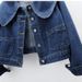 Women's Clothing Vintage-Inspired Denim Jacket For Women – Oversized Peter Pan Collar, Cropped Fit, Comfortable Stretch Fabric, Lightweight & Stylish_mkmklike.com