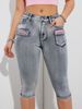 Women's Clothing Women's Slim Fit Zippered Cropped Jeans Faux Pockets Style Versatile Stylish Denim For Formal & Casual For Women_mkmklike.com