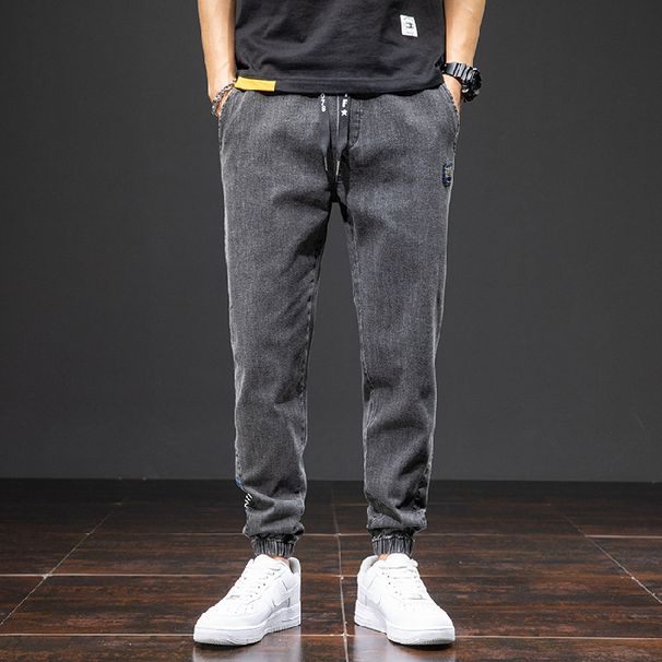 Autumn And Winter Jeans Men's Harlan Pants Tied Feet Large Size Men's Loose Casual Pants Nine Points Plus Thin_mkmklike.com