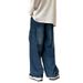 Men's Trendy Hong Kong Style Multi Pocket Cargo Jeans Loose Fitting Wide Leg Trousers Spring Autumn Versatile Casual Pants_mkmklike.com
