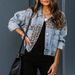 Women's Long Sleeve Denim Jacket Spring Style Leopard Print Patchwork Relaxed Everyday Wear Comfortable Feshion_mkmklike.com