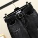 Korean Style plus Size Ripped Cropped Jeans Loose Fit Slimming Straight Leg Carrot Harem Trendy Women's Denim_mkmklike.com