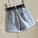 2022 Summer New Denim Shorts Women's High Waist And Thin Versatile Wide-leg Pants Crimped A-word Hot Pants Ins Tide_mkmklike.com