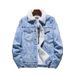 Northfold Lamb Wool Denim Jacket For Men, Fleece-Lined And Thickened Coat, Korean Trendy Loose Cotton Jacket, Ins Hong Kong Style_mkmklike.com