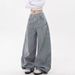 American Retro Striped Curved Banana Jeans For Women, New Spring And Autumn Style, Loose Wide-leg Cargo Pants With Large_mkmklike.com