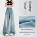 Women's Tencel Jeans, Summer Thin Style, 2025 New Model, Wide-Leg, Elastic Waist, Loose Fit, Petite Size, Draped,_mkmklike.com