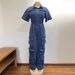 Women's Clothing Washed Overalls Multi Pocket Button Denim Jumpsuit Short Sleeved Trousers_mkmklike.com
